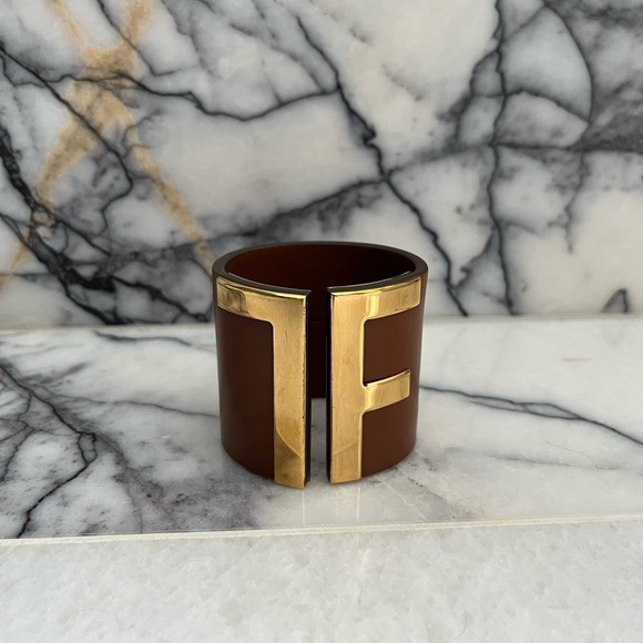 Tom Ford leather gold logo bangle - Picture 3 of 4